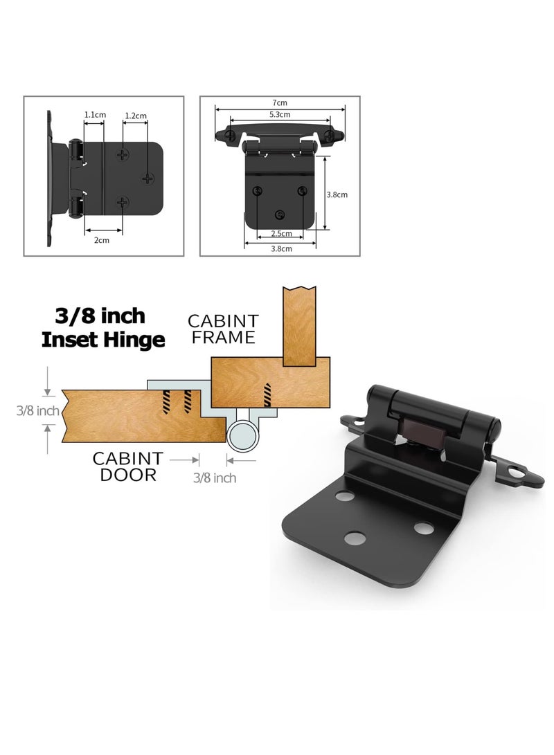 general 3/8 Inch Inset Cabinet Hinges, 2 Pack Self Closing Flush Face Mount Hinges with Door Bumper, Variable Decorative Hardware for Bathroom, Furniture, Kitchen Cabinet Doors, Matte Black - Image 4