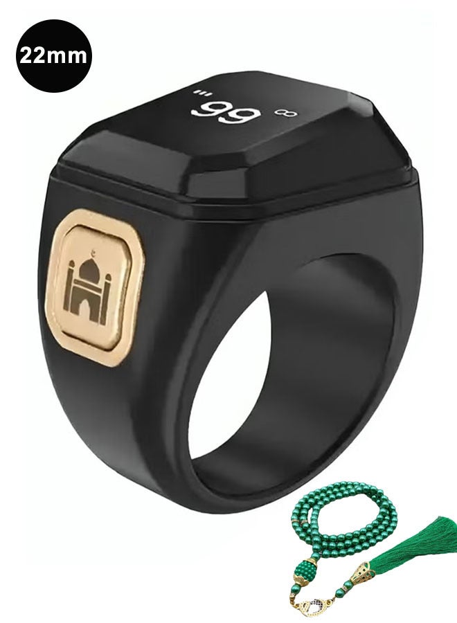 BSTWSH Zikr Ring Arabic Smart Tasbih Ring Muslim Prayer Prayer Timing Reminder Tasbih Counter Smart Ring Wearing a Rosary Bracelet Type-C Charging, Include 2 Compatible Sizes( 20mm/ 22mm Black) - Image 1