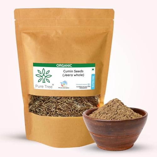Pure Tree Certified Organic Jeera Seeds | 350 g | Cumin Seeds | Sabut Jeera Whole Spices | Jeelakarra | Zeera | For Curries & Veg - Image 1