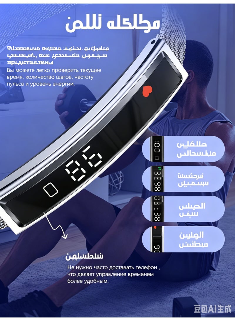 سوار ذكي لتتبع اللياقة البدنية للنساء والرجال مع مراقبة معدل ضربات القلب وضغط الدم، مقاوم للماء IP68 - Image 3
