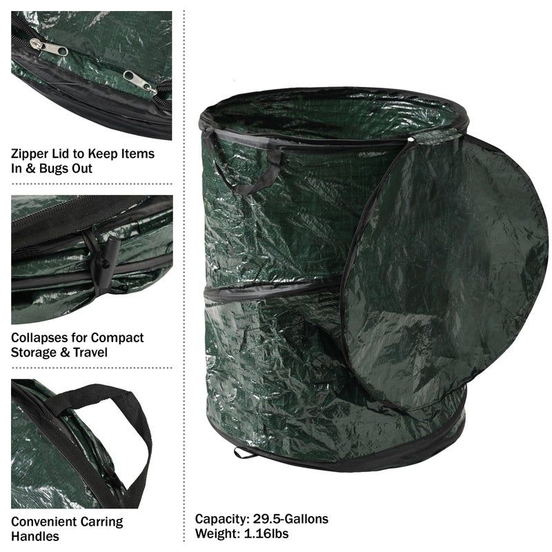 Wakeman 29.5-Gallon Pop Up Outdoor Garbage Can - Collapsible Trash Can for Parties, Yard Waste, or Laundry - Camping Accessories by Wakeman - Image 3
