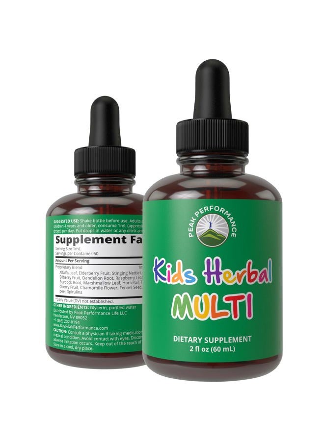 Peak Performance Herbal Kids Vitamins - Liquid Herbal Multivitamin for Kids - No Bitter Taste - 14-in-1 Vegan Supplement in Sugar Free Drops for Baby, Kids & Teens - M - Image 1