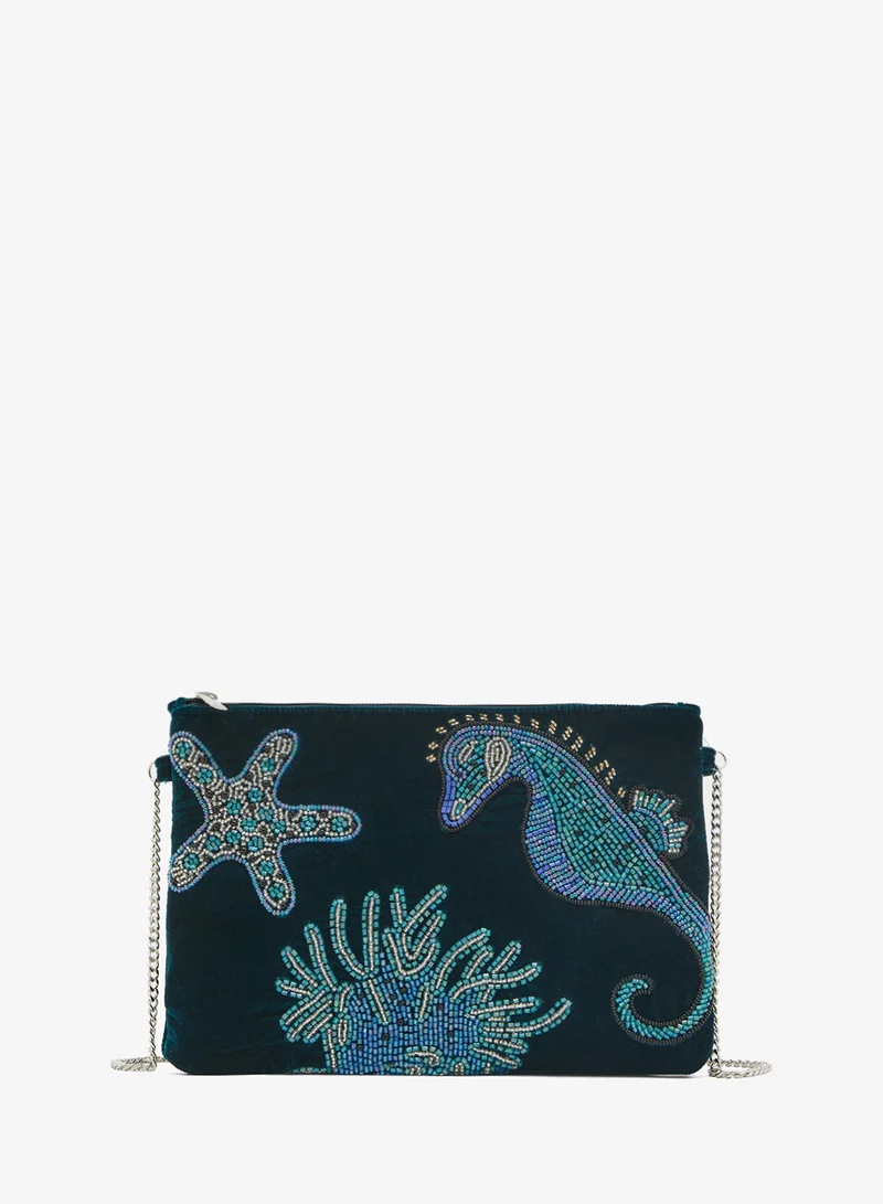 Embroidered Beach Inspired Pouch