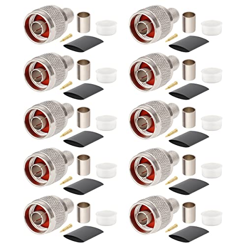 XRDS -RF 10 Pack N Male Crimp Connector 50 ohm N Male Plug Rf Crimp Connector for LMR400 Belden 9913 RG8 - Image 1