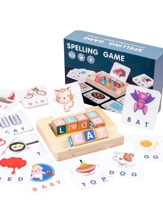 Cordova Educational Wooden ABC Cubes Alphabet Blocks English Word Spelling Game  - Image 4
