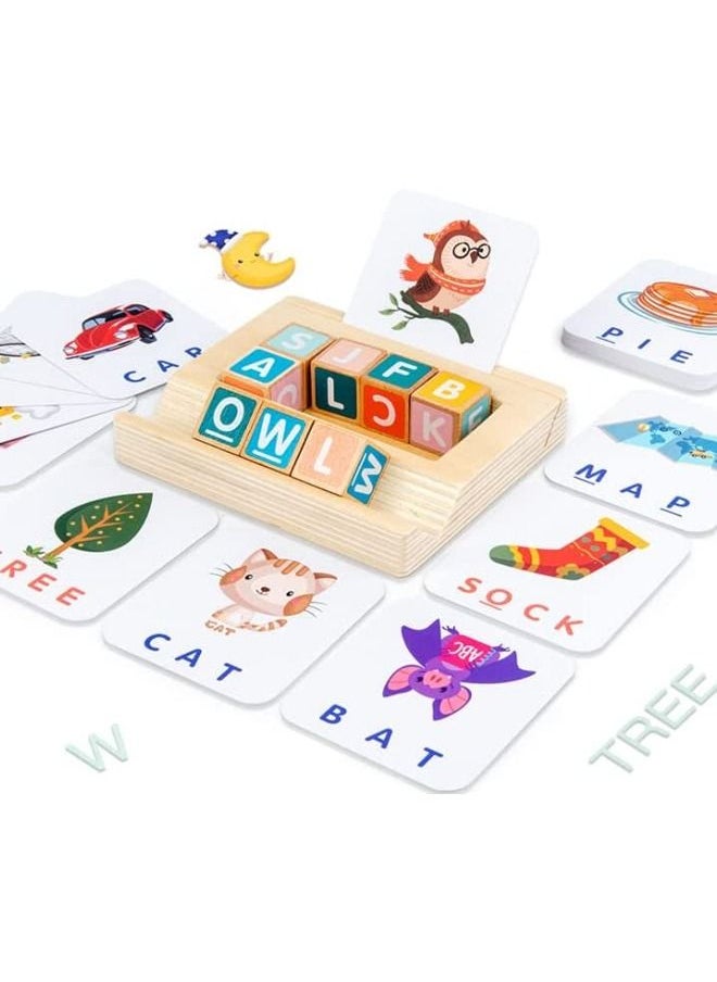 Cordova Educational Wooden ABC Cubes Alphabet Blocks English Word Spelling Game  - Image 1