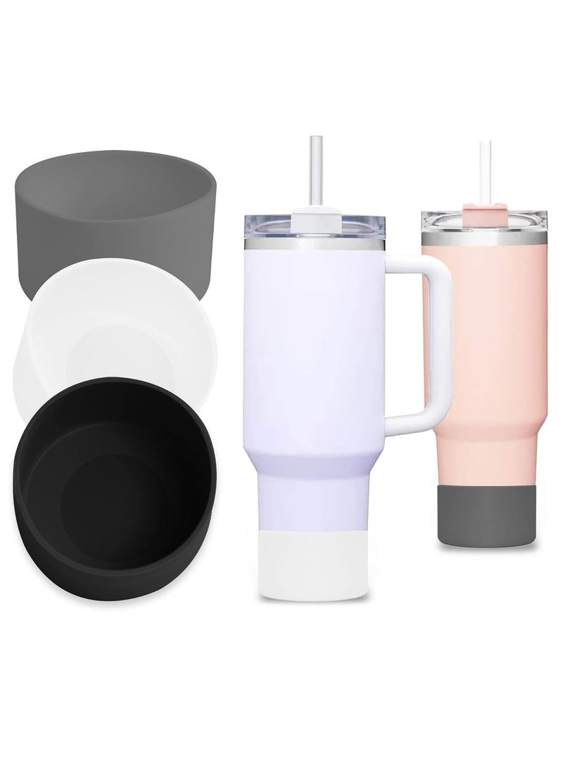 Meetion 3pcs Silicone Boot for Stanley 40 oz Quencher Tumbler,Silicone Cups Sleeve for Stanley IceFlow 20oz 30oz,Stanley Cup Accessories, Protective Cover for Water Bottle Bottom - Image 2