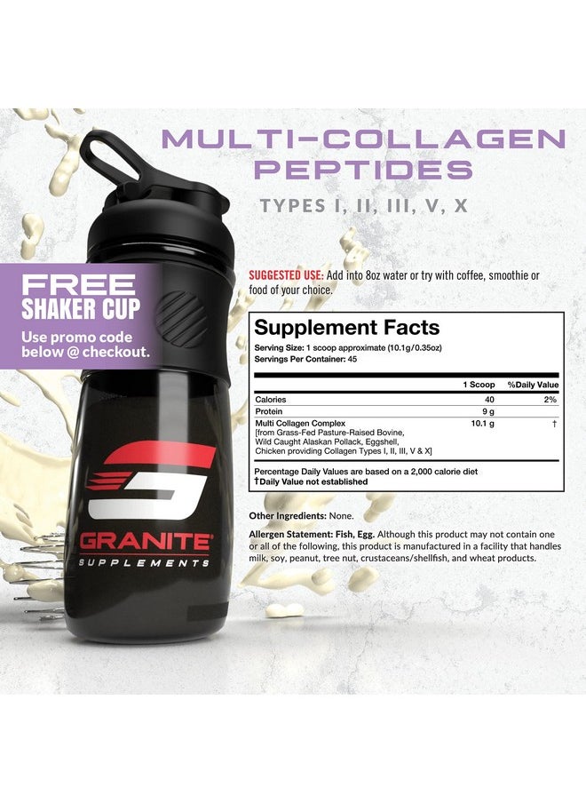 Granite Supplements - Granite® Multicollagen Peptides (45 Servings) 10G Collagen Types I Ii Iii V X ; Clean Taste Sustainably Sourced Grassfed Pastured Beef Wild Caught Alaskan Pollack ; Gluten Free Soy Free - Image 1