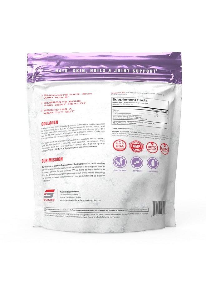 Granite Supplements - Granite® Multicollagen Peptides (45 Servings) 10G Collagen Types I Ii Iii V X ; Clean Taste Sustainably Sourced Grassfed Pastured Beef Wild Caught Alaskan Pollack ; Gluten Free Soy Free - Image 1