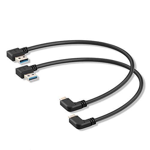 Oxsubor USB C 90 Degree Right Angle Cable Extension USB 3.0 Type c Cable Left & Right Angle Male (20CM,8IN)(2 Pack) (Type c Cable Left and Right) - Image 1