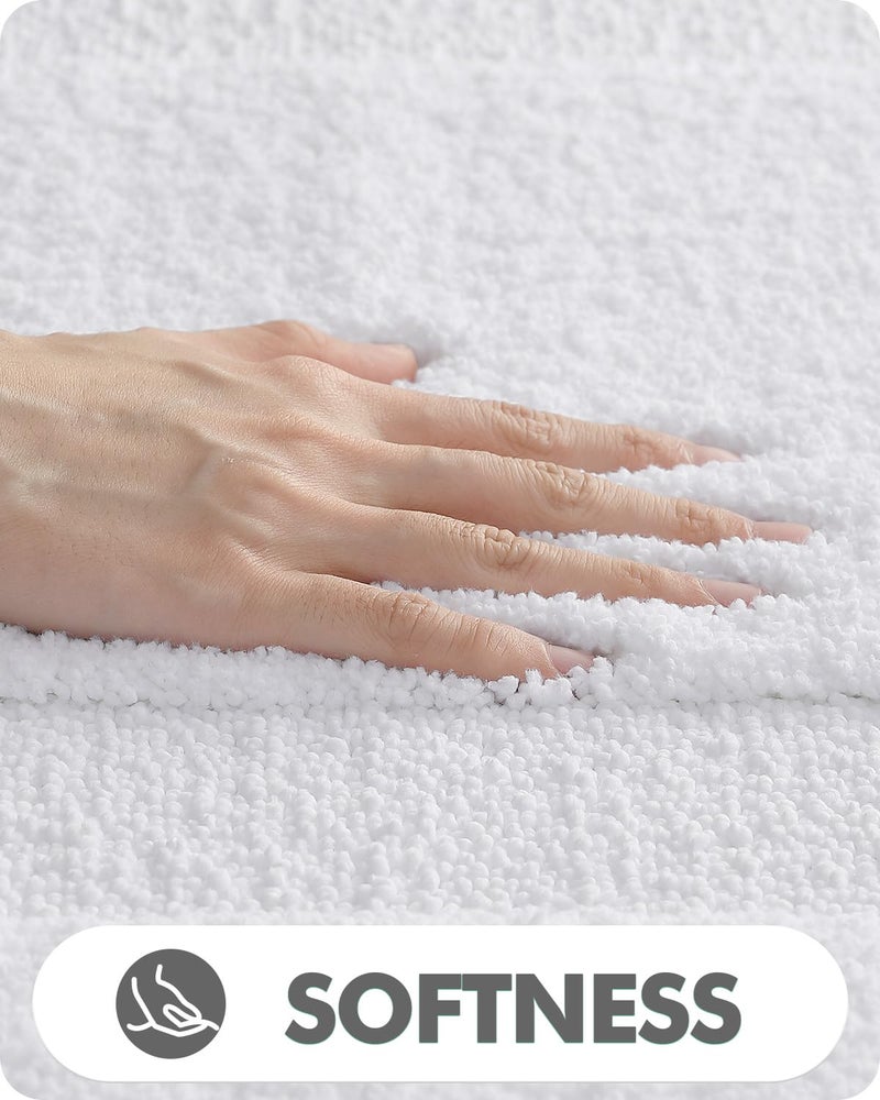LUMI Bathroom Rugs  24""x36"" Ultra Soft Bath Mats for Bathroom  Absorbent Bath Mat  Microfiber Washable Bath Rug  Non Slip Rubber Backing Shower Rugs for Bathtub  Bathroom Floor  White - Image 2