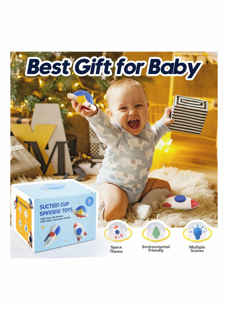 SOLARAE ألعاب دوارة بكوب شفط، ألعاب فidget دوارة للأطفال، ألعاب حسية للأطفال من 1-3 سنوات - Image 3