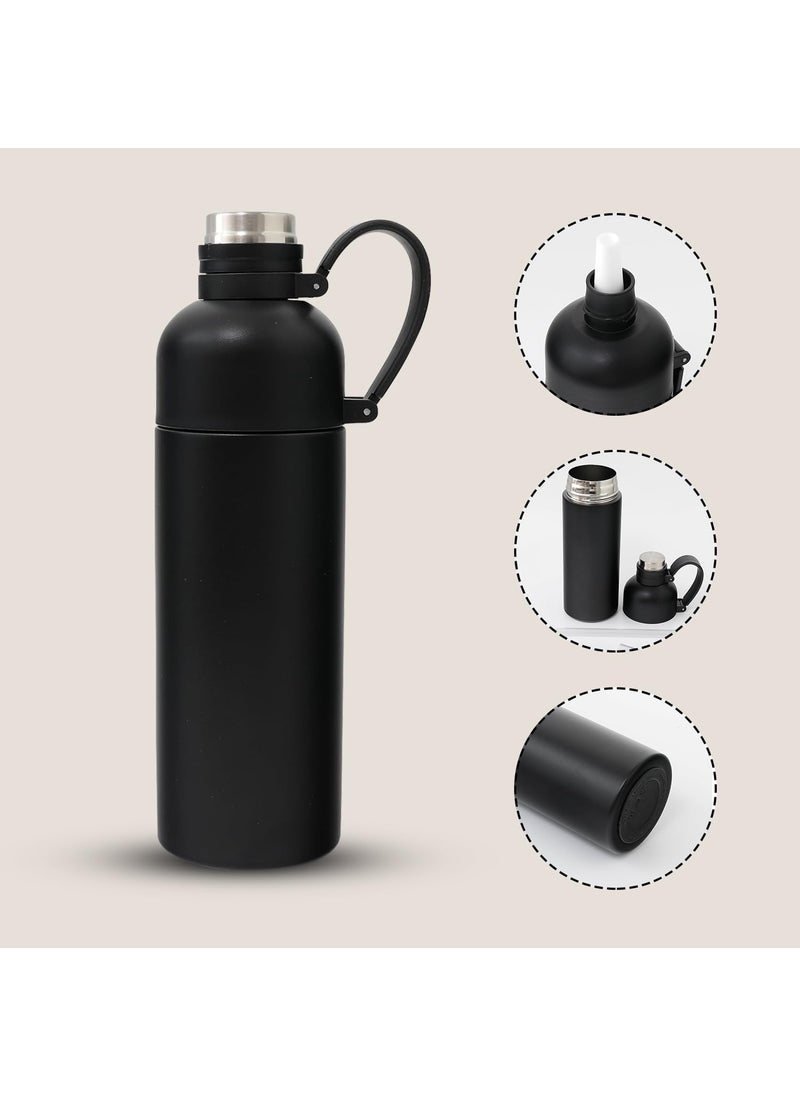 Kuber Industries Kuber Industries Vacuum Insulated Stainless Steel Water Bottle with Sipper and Handle | Leakproof, BPA Free, Rustproof | 500 ML | Black  - Image 4