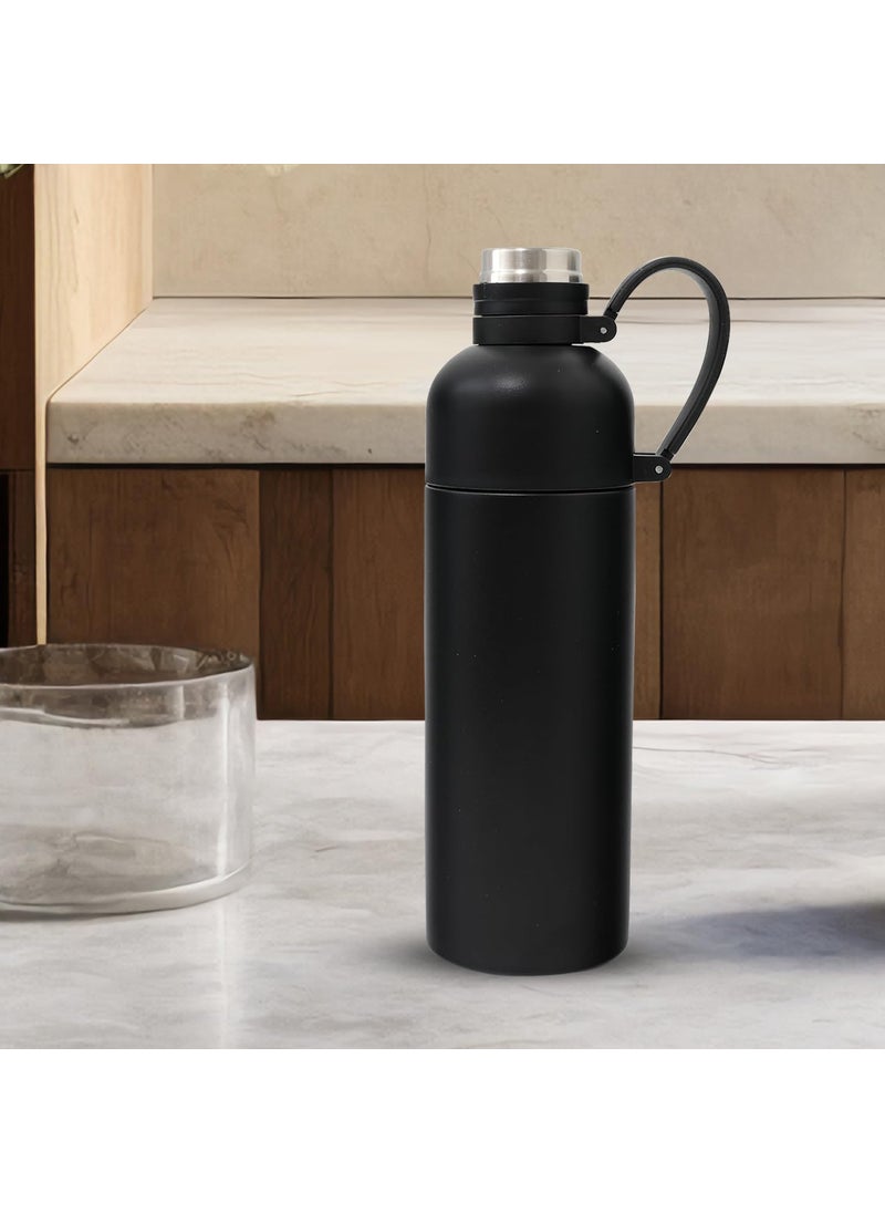 Kuber Industries Kuber Industries Vacuum Insulated Stainless Steel Water Bottle with Sipper and Handle | Leakproof, BPA Free, Rustproof | 500 ML | Black  - Image 2