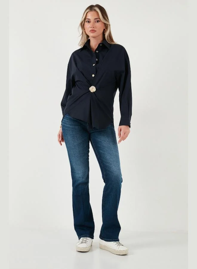 Lela Lela Cotton Regular Fit Brooch Detailed Long Sleeve Shirt Women's SHIRT 6834990