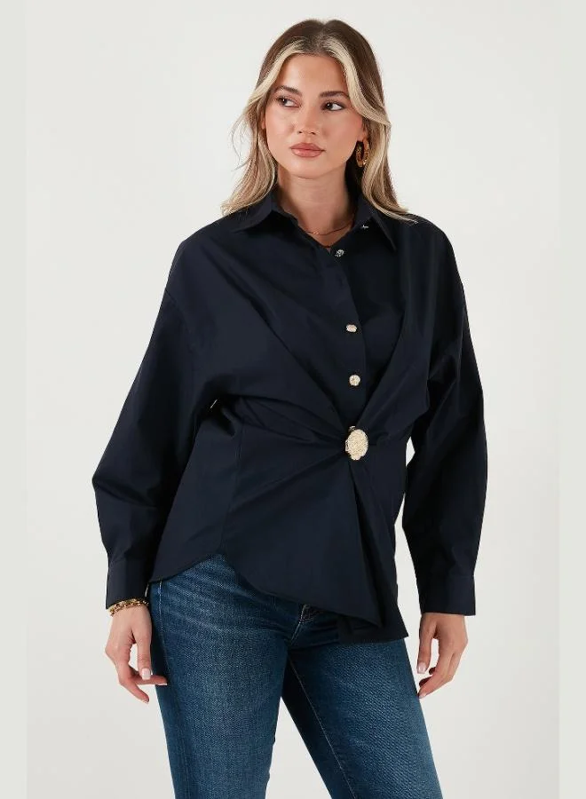 Lela Lela Cotton Regular Fit Brooch Detailed Long Sleeve Shirt Women's SHIRT 6834990