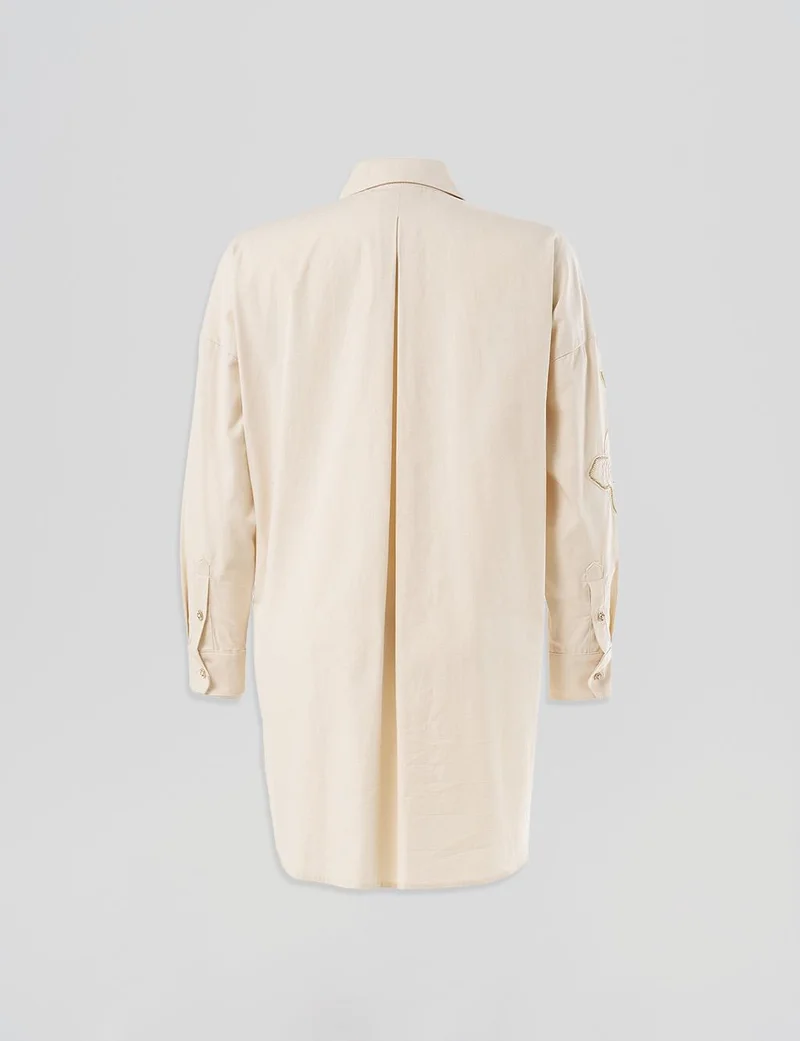 Kayra Stone-Embellished Cotton Tunic - Cream