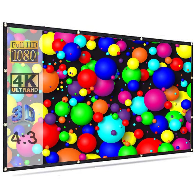 Spline Projector Screen Upgraded 4:3 HD Portable Screen Premium Indoor Outdoor Movie Screen Anti-Crease Projection Screen for Home Theater Office Presentation #13 (120" Inch - 8 ft.(W) x 6 ft. (H)) - Image 1