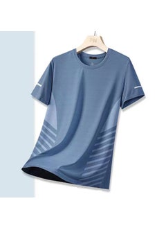 Quality Mens Summer Cool Silk T-Shirt M30 Fog Blue