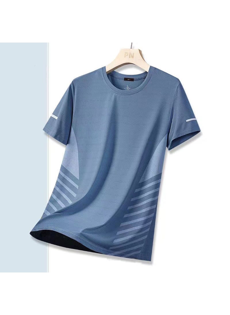 Generic - Quality Mens Summer Cool Silk T-Shirt M30 Fog Blue - Image 1