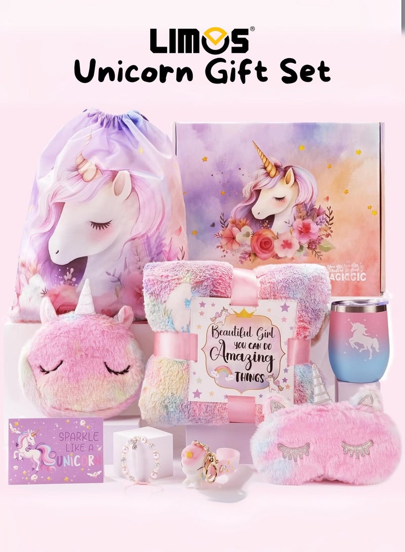 ليموس مجموعة هدايا يونيكورن للبنات، هدايا أعياد الميلاد، صندوق هدايا رمضان، هدايا العودة إلى المدرسة، هدايا التخرج، وألعاب للبنات من سن 3 إلى 18 عامًا، مواد مجمعة باللون الوردي - Image 1