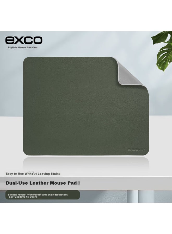Exco Green And Gray Double-sided Leather Mouse Pad, Large Size, Waterproof Leather Gaming Hard Desk Pad For Laptop And Office Use, 0147 - Image 1