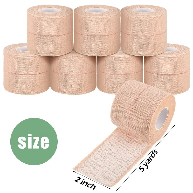 Tondiamo 8 Rolls Elastic Adhesive Bandage Tape Medical Bandage Wrap Athletic Sports Tape Flexible Stretch Skin Bandages Strips for Ankle, Knee, Wrist Sprains Animal Pets(2 Inch X 5 Yard) - Image 2