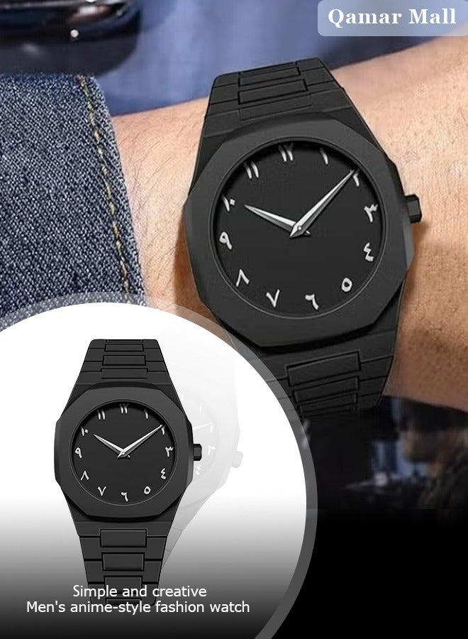 ساعة رجالية من الفولاذ المقاوم للصدأ، ميناء رقمي، وجه مربع، عقارب مضيئة، عرض التاريخ، مقاومة للماء، تصميم بسيط وأنيق - Image 1