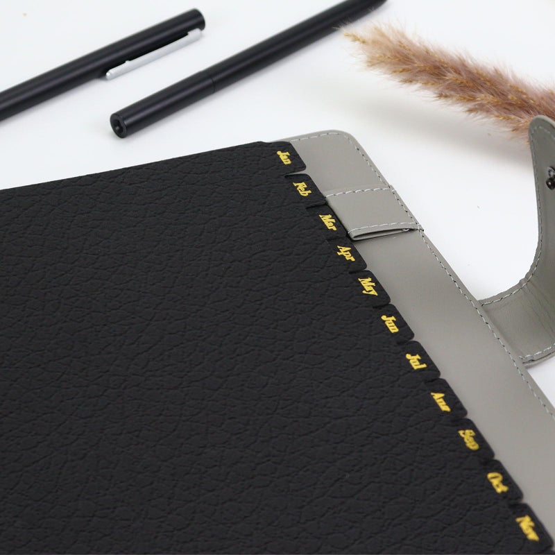 Koqye Leather Textured A5 Paper Card Dividers 6 Holes 12 Month Index Page Tab Divider for Travel Diary Binder Notebooks Journal Plan (12 Monthly Tabs) - Image 5