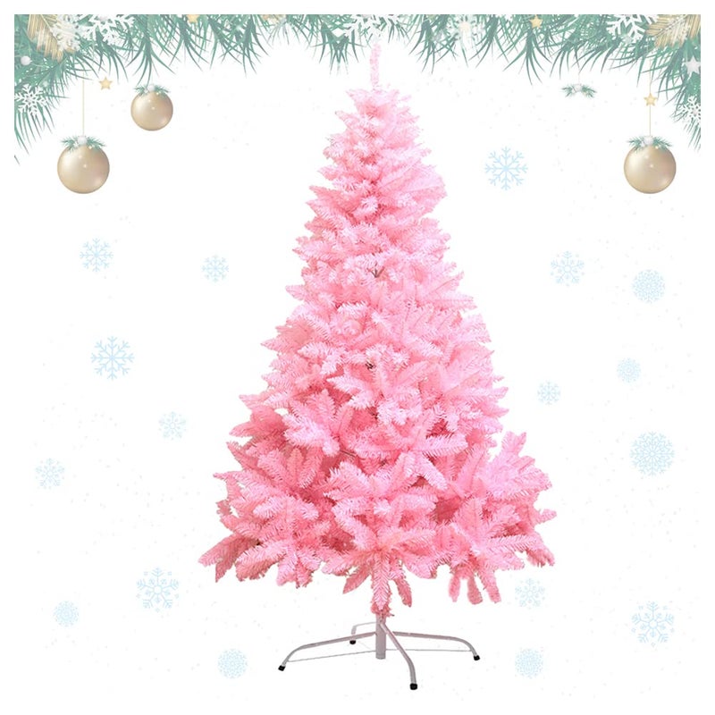 Christmas Tree with Metal Stand 4FT Pink Artificial Christmas Tree with 300 Branches Tips Easy Assembly Unlit Xmas Tree for Christmas Decorations
