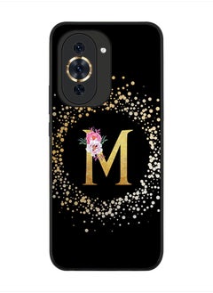 Stylizedd Cover for Huawei nova 10 4G Case , Rugged Black Slim fit Protective Phone Cases - Custom Monogram Initial Letter Floral Pattern Alphabet -M (Black)  - Image 1