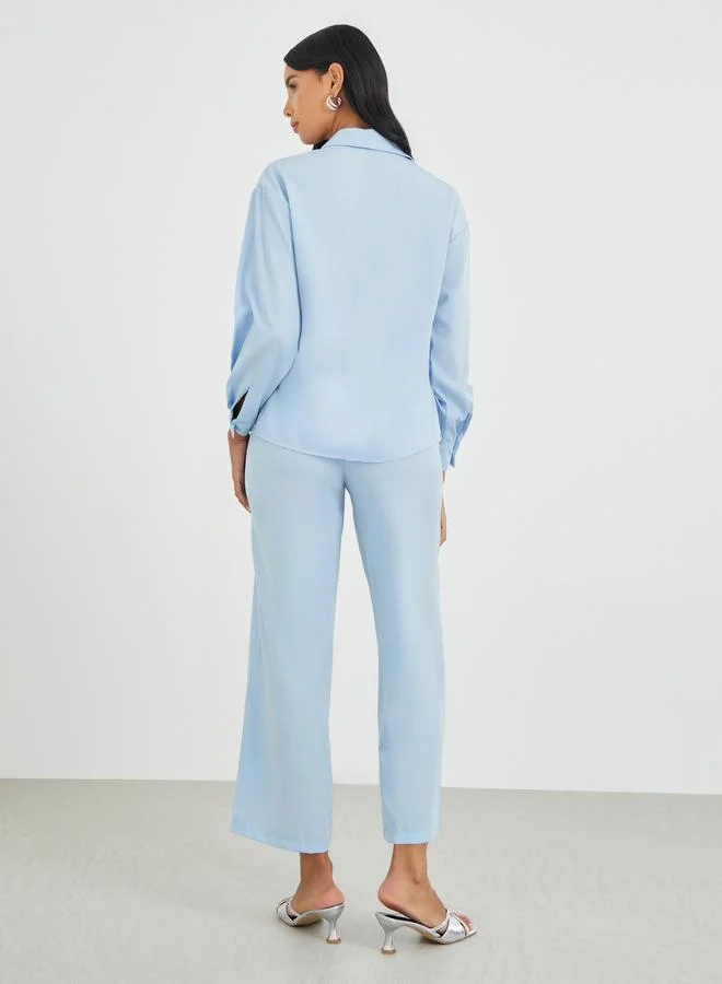 Take Two Take Two Embellished Pocket Buttoned Shirt and Pants Co-Ordsd