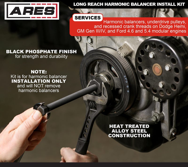 ARES 15087 – Long Reach Harmonic Balancer Install Kit – Install Balancer Pulleys on Domestic and Import Vehicles – Extra Long Installers for Late Model Applications - Image 3