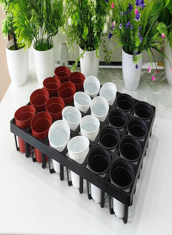 RooTrimmer 5 Pack Flower Pot Moving Tray, 24 Cell Square Nursery Pot Tray Plastic Planting Pot Carrying Trays for Moving Nursery Pot - Image 5