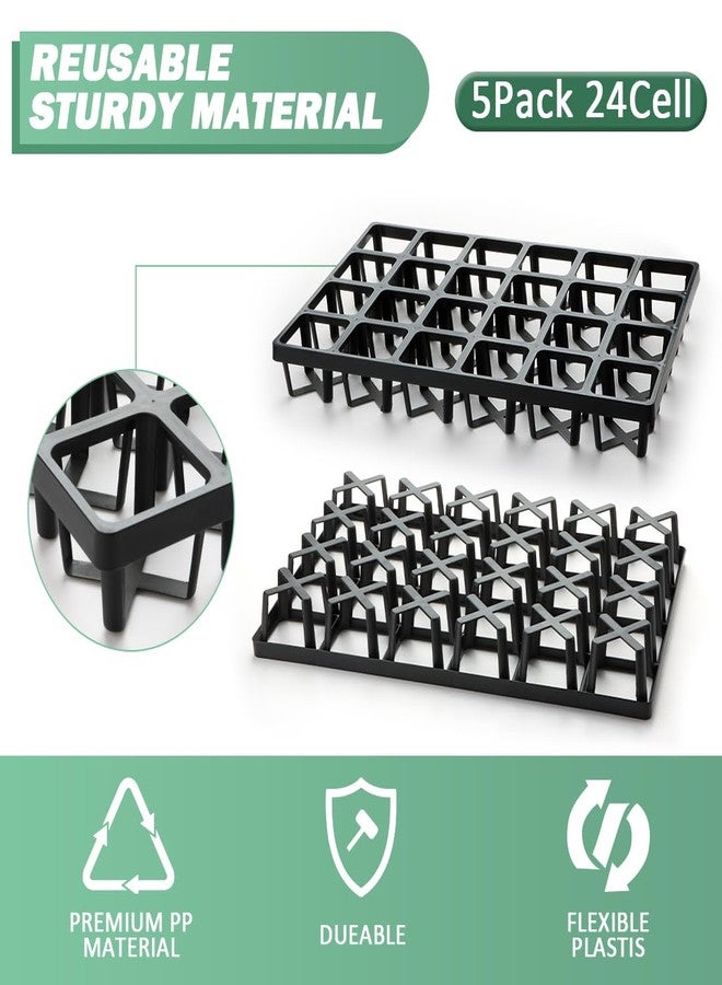 RooTrimmer 5 Pack Flower Pot Moving Tray, 24 Cell Square Nursery Pot Tray Plastic Planting Pot Carrying Trays for Moving Nursery Pot - Image 2