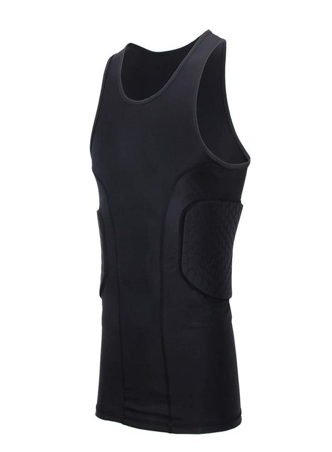 Topeter Minimal Su Protective Gear Guard Impact Underwear Sports Training Shirt Padded Football Jersey Vest Basketball Tank Tops Black XL - Image 4
