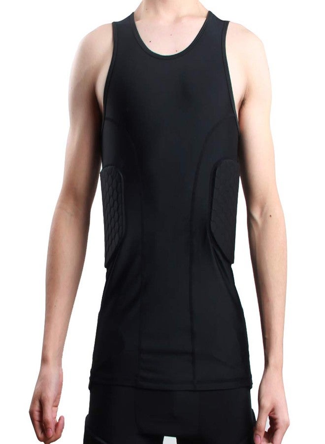 Topeter Minimal Su Protective Gear Guard Impact Underwear Sports Training Shirt Padded Football Jersey Vest Basketball Tank Tops Black XL - Image 2