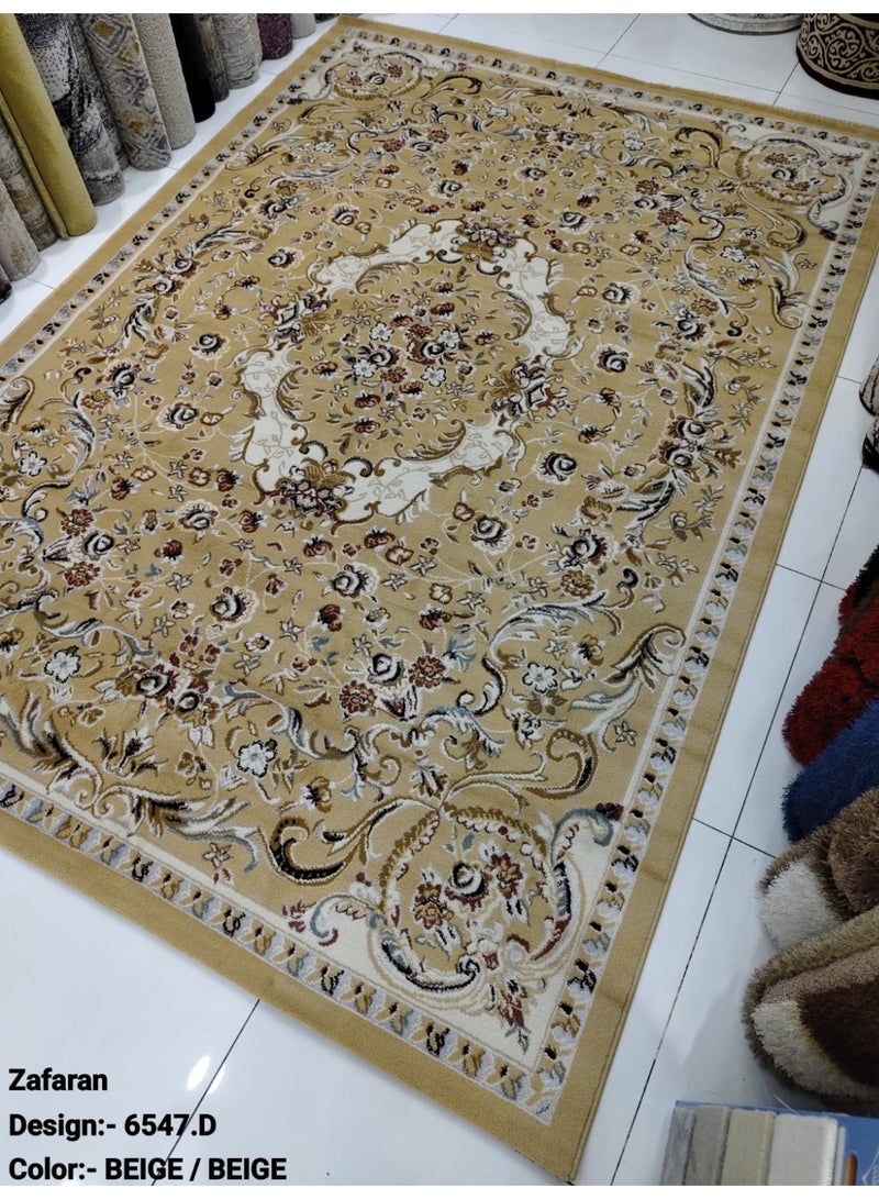 سجادة زعفران تركية - تصميم كلاسيكي - سجادة فاخرة 150×220 سم - بيج - سجادة غرفة معيشة عتيقة - صنع في تركيا - Image 5