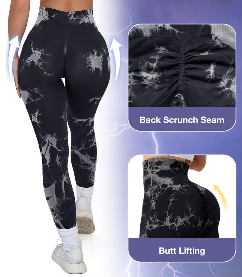JGS1996 Tie Dye Scrunch Butt Lifting Leggings for Women Booty Sculpting Workout Tight High Waist Tummy Control Yoga Gym Pants - Image 2