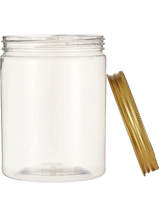 Alsaqer 3 Pieces 500 ml Empty Bottle Refillable Clear Plastic Jars with Gold Lids for Food Home Storage Products Round Containers Candy, Spices, Biscuits - Image 2
