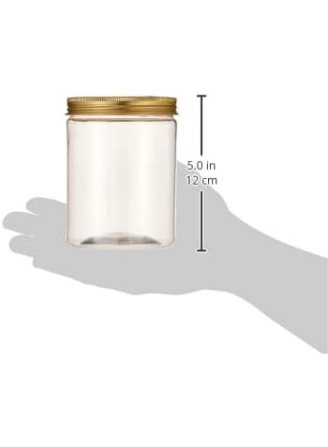 Alsaqer 3 Pieces 500 ml Empty Bottle Refillable Clear Plastic Jars with Gold Lids for Food Home Storage Products Round Containers Candy, Spices, Biscuits - Image 4