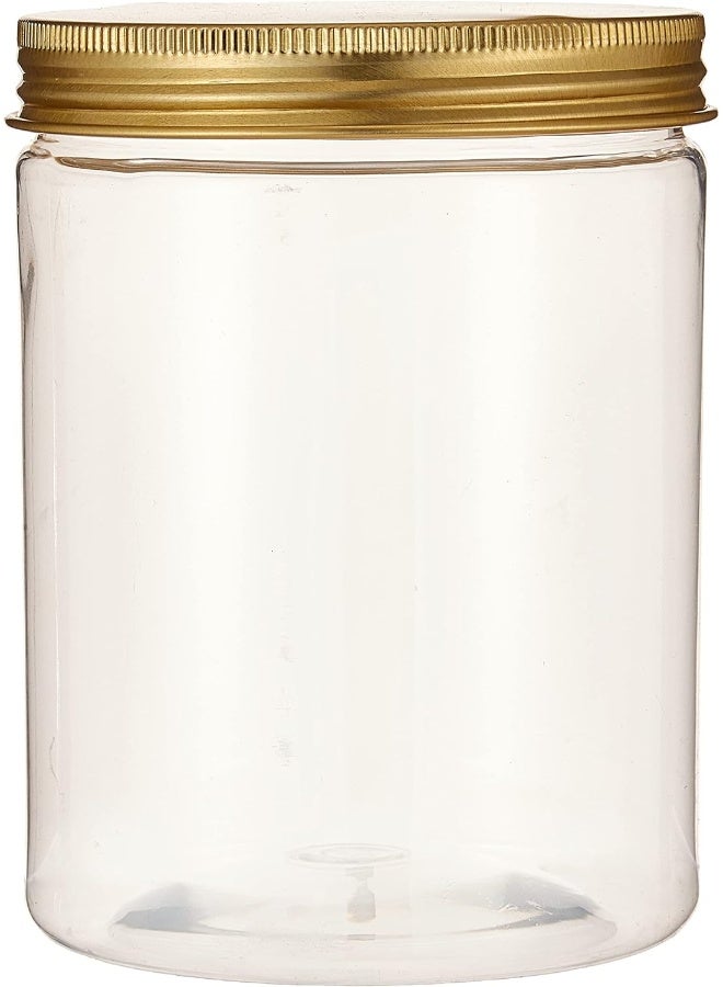 Alsaqer 3 Pieces 500 ml Empty Bottle Refillable Clear Plastic Jars with Gold Lids for Food Home Storage Products Round Containers Candy, Spices, Biscuits - Image 3