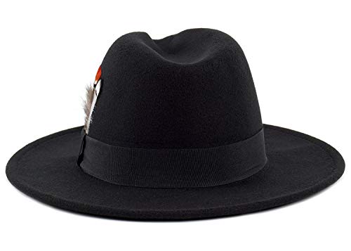 FADACHY Classic Fedora Hats for Men & Women Wide Brim Felt Panama Dress Hat Black Fedora - Image 5