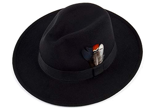 FADACHY Classic Fedora Hats for Men & Women Wide Brim Felt Panama Dress Hat Black Fedora - Image 3