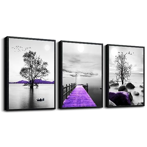 DZRWUBHS Wall Art 3pcs 12x16in Black Framed Canvas Modern Bathroom Wall Decor Painting Abstract Wall Art for Living Room Bedroom Kitchen Dormitory - Image 1