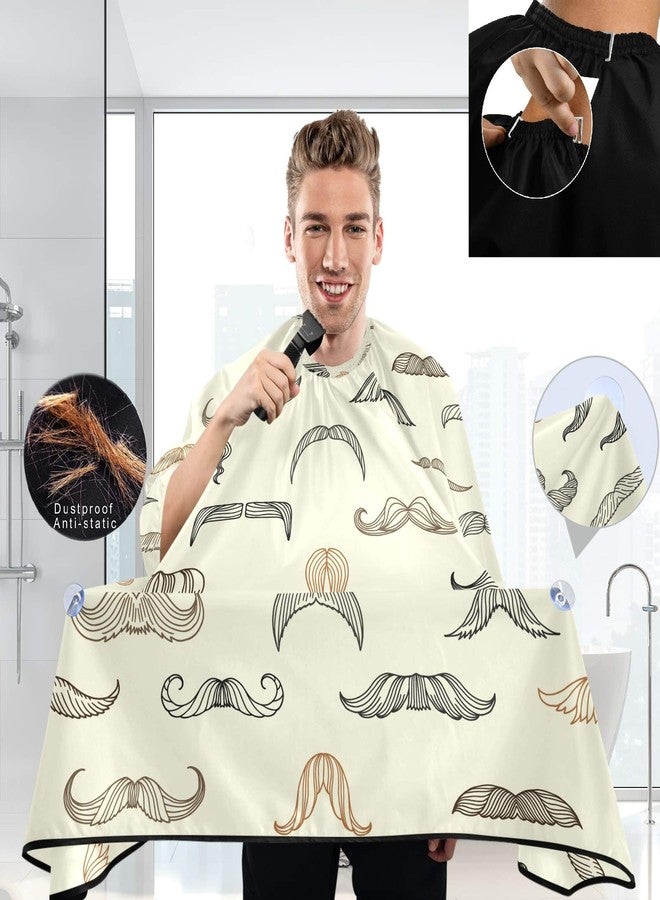 visesunny Mustache Men Barber Cape Anti-Static Hair Cutting Cape with Snap Closure Professional Salon Polyester Beard Shaving Bib Water-Resistant Hairdressing Cape Adjustable Snap - Image 3