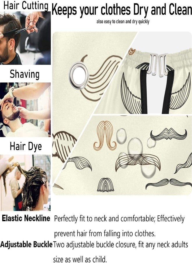 visesunny Mustache Men Barber Cape Anti-Static Hair Cutting Cape with Snap Closure Professional Salon Polyester Beard Shaving Bib Water-Resistant Hairdressing Cape Adjustable Snap - Image 5