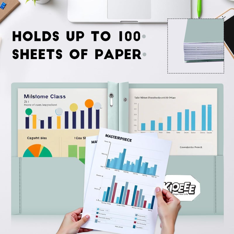 Kioeee Folders with Pockets and Prongs,6 Pack Heavy Duty Plastic Pocket Folders with 3 Prongs and Business Card Slot,Fit Letter Size Paper,Assorted Color for Home,School and Office - Image 5