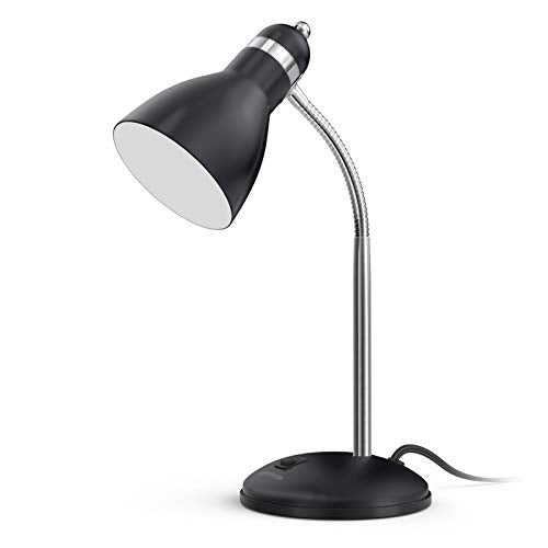 LEPOWER Metal Desk Lamp, Adjustable Goose Neck Table Lamp, Eye-Caring Study Desk Lamps for Bedroom, Study Room and Office (Black) - Image 1