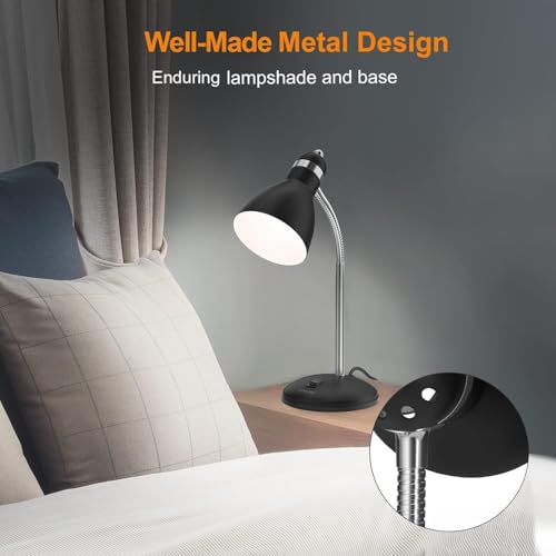 LEPOWER Metal Desk Lamp, Adjustable Goose Neck Table Lamp, Eye-Caring Study Desk Lamps for Bedroom, Study Room and Office (Black) - Image 3